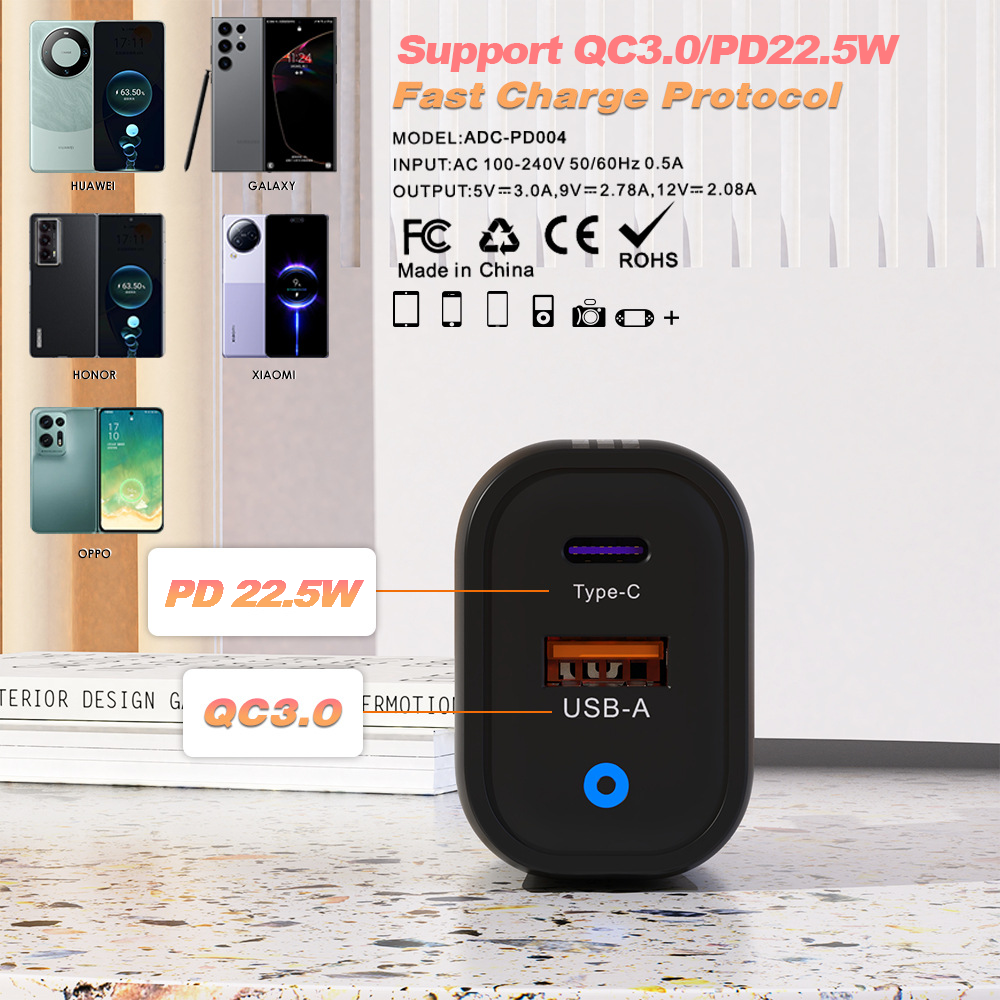 Power Up Your Devices with the 22.5W Fast Charging USB-C PD Wall Charger for iPhone 15/16 & Samsung Galaxy
